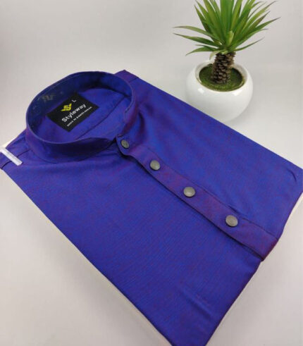 Royal Blue Textured Panjabi