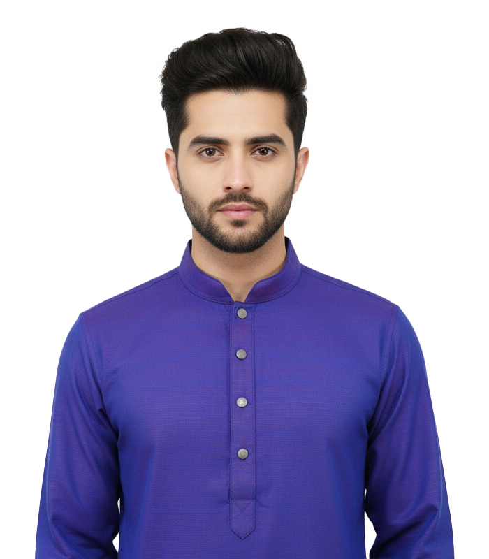 Royal Blue Textured Panjabi